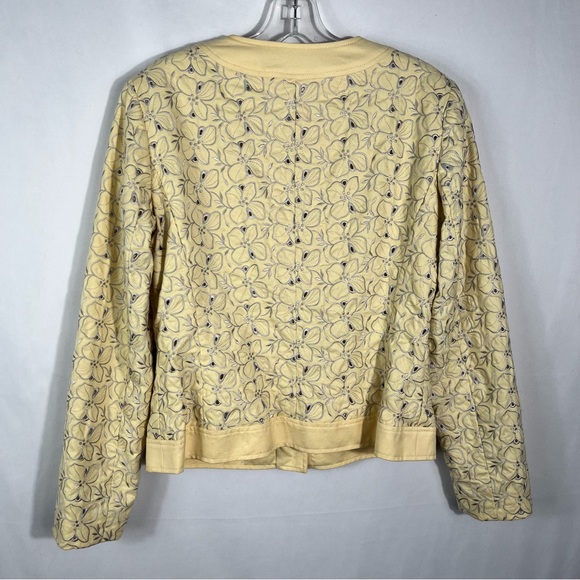 Doncaster Sport Yellow Floral Perforated Button Front Blazer Jacket Size 6 Coat - Picture 5 of 6